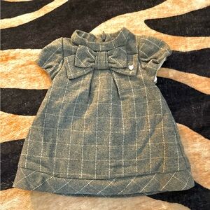 Mayoral Gray Plaid Kids Dress with Bow